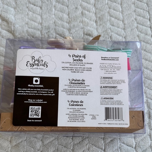 NWT Baby Essentials Colorful Socks Set 4 Pairs - Picture 4 of 4